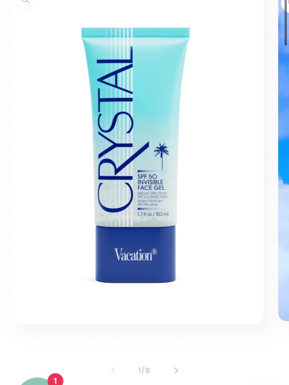 Crystal SPF 50 Invisible Face Gel by Vacation — Blue Gradient Tube